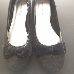 Sparkle & Tux Black Flats Girls Shoes